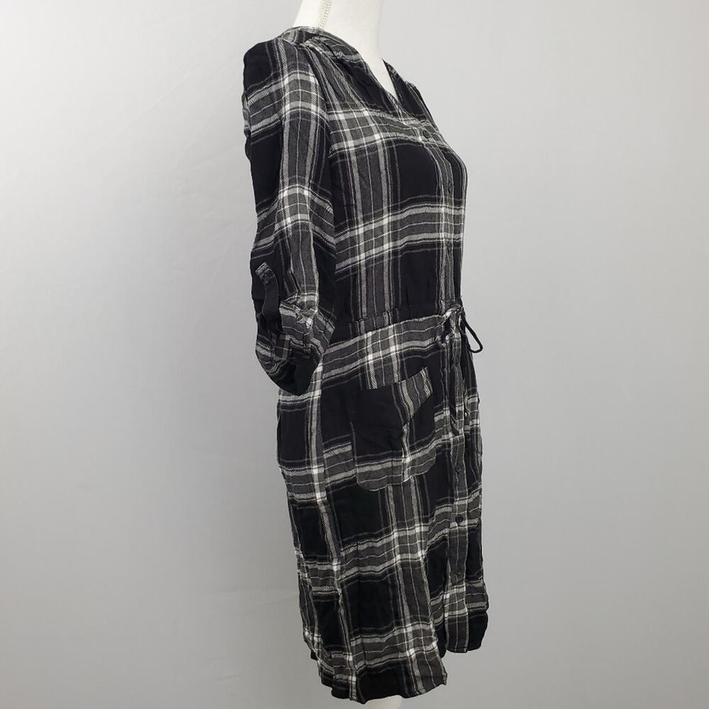 NWT Spense Black White Plaid Shirtdress Pockets Size 10 Old Money Quiet Luxury - Picture 7 of 10